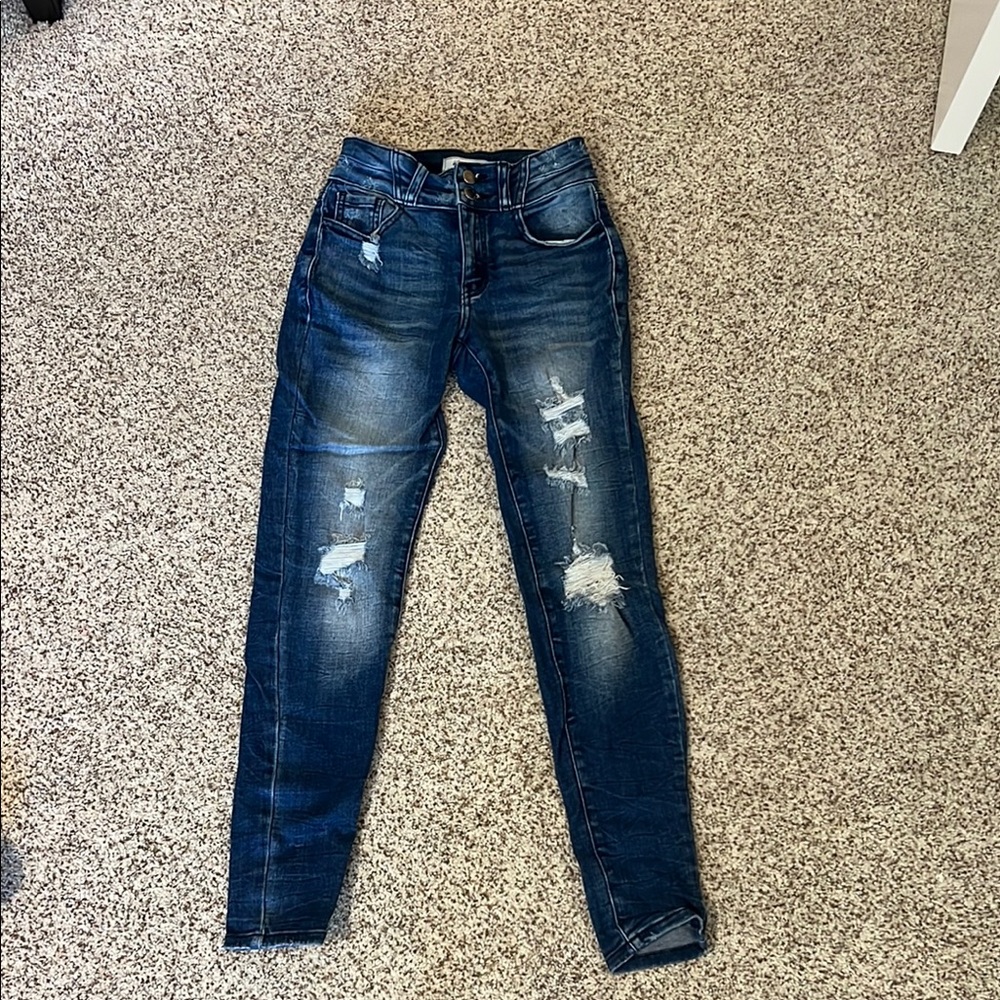 Women's Distressed Blue Jeans